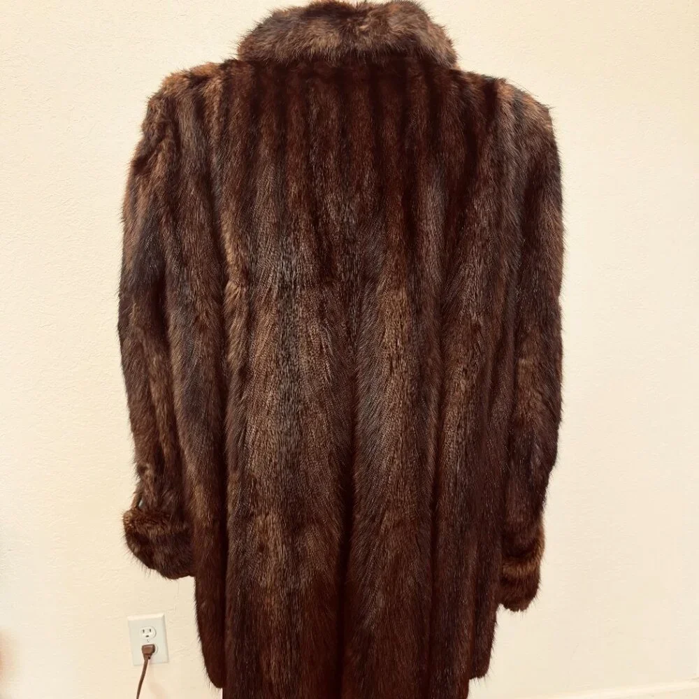 Vintage 60s mink coat Womens XL Real fur Pockets fully lined 1960s classic coat - Picture 6 of 9